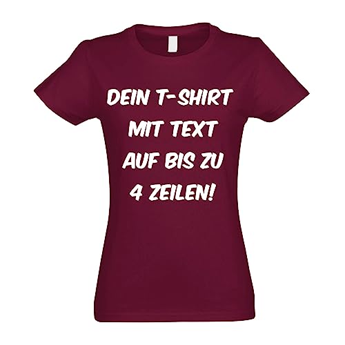 Kiwistar - T-Shirt Damen - Burgund - XXL - Aufdruck individuell - mit Wunschtext - Spruch - Druck personalisiert - Geschenk für Freizeit Sport Kiwistar - T-Shirt Damen - Burgund - XXL - Aufdruck individuell - mit Wunschtext - Spruch - Druck personalisiert - Geschenk für Freizeit Sport von Kiwistar