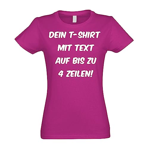 Kiwistar - T-Shirt Damen - Fuchsia - L - Aufdruck individuell - mit Wunschtext - Spruch - Druck personalisiert - Geschenk für Freizeit Sport von Kiwistar