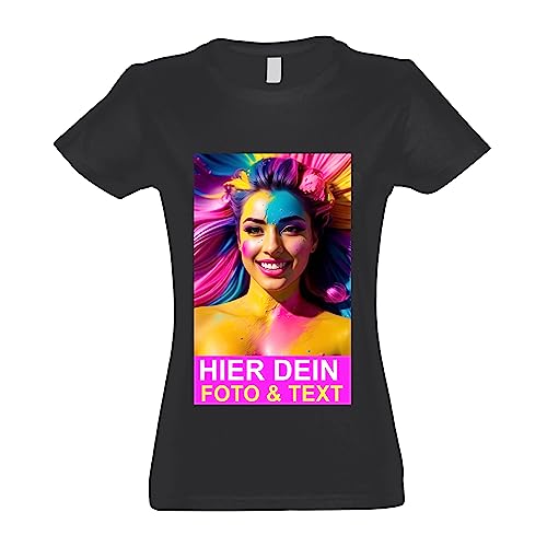 Kiwistar T-Shirt Damen Graphit - L - Aufdruck individuell - mit Foto Bedruckt - Wunschtext - Druck personalisiert - Geschenk für Freizeit Sport - selber gestalten von Kiwistar