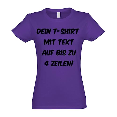 Kiwistar - T-Shirt Damen - Purple - L - Aufdruck individuell - mit Wunschtext - Spruch - Druck personalisiert - Geschenk für Freizeit Sport von Kiwistar