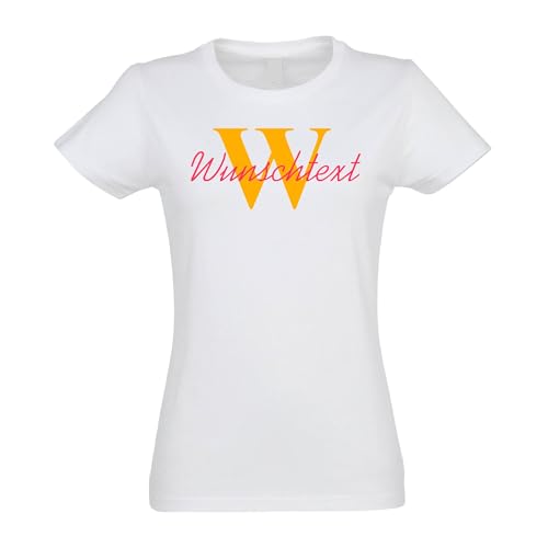 Kiwistar - T-Shirt Damen - Weiss - XL - Aufdruck individuell - Wunschtext mit Initial und Nachname - Name - Spruch - Druck personalisiert - Geschenk für Freizeit Sport von Kiwistar