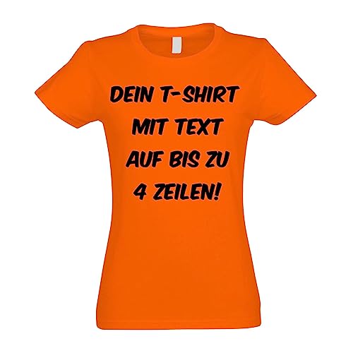 Kiwistar - T-Shirt Damen - orange - M - Aufdruck individuell - mit Wunschtext - Spruch - Druck personalisiert - Geschenk für Freizeit Sport von Kiwistar