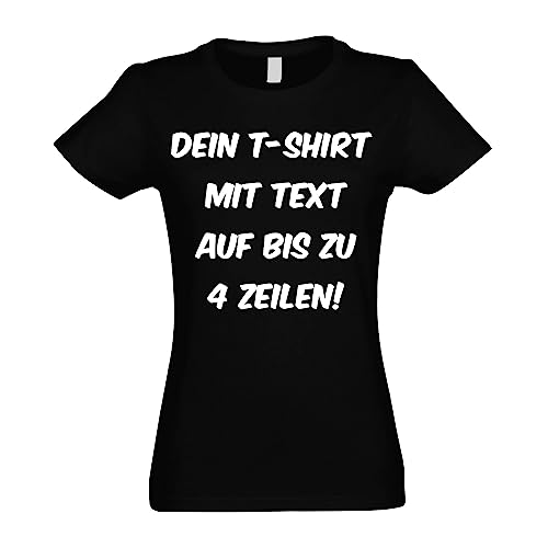 Kiwistar T-Shirt Damen schwarz - M - Aufdruck individuell - mit Wunschtext - Spruch - Druck personalisiert - Geschenk für Freizeit Sport - selber gestalten von Kiwistar