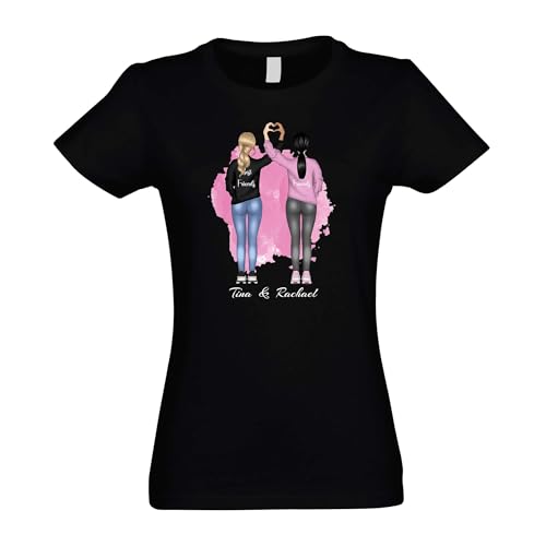 Kiwistar - T-Shirt Damen - schwarz - XXL - Best Friends - Freundinnen - Beste Freunde - Freundin - individuell personalisiert mit Wunschtext von Kiwistar