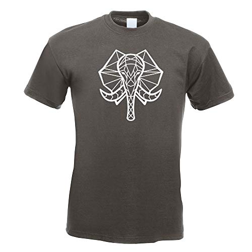 Kiwistar - T-Shirt - Graphit - Elefant Rüssel Polygon Motiv Bedruckt Funshirt Design Print - mit Motiv Bedruckt - Funshirt Design - Sport - Freizeit - Herren - L von Kiwistar