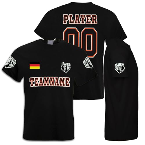 Kiwistar - T-Shirt Herren - Verein Wunschname Nummer Logo Wappen Mannschaft Team Trainer Funshirt Design Print - mit Motiv Bedruckt - Sport - Freizeit - schwarz - M von Kiwistar