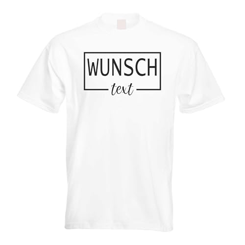 Kiwistar - T-Shirt Herren - Weiss - XXL - Aufdruck individuell - Rahmen mit Wunschtext - Name - Spruch - Druck personalisiert - Geschenk für Freizeit Sport von Kiwistar
