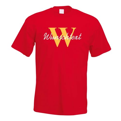 Kiwistar - T-Shirt Herren - rot - L - Aufdruck individuell - Wunschtext mit Initial und Nachname - Name - Spruch - Druck personalisiert - Geschenk für Freizeit Sport von Kiwistar