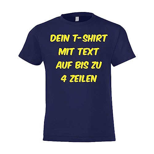 Kiwistar - T-Shirt Kind - Kids - Navy - 128 - Aufdruck individuell - mit Wunschtext - Spruch - Druck personalisiert - Geschenk für Freizeit Sport von Kiwistar