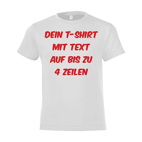 Kiwistar - T-Shirt Kind - Kids - Weiss - 116 - Aufdruck individuell - mit Wunschtext - Spruch - Druck personalisiert - Geschenk für Freizeit Sport von Kiwistar