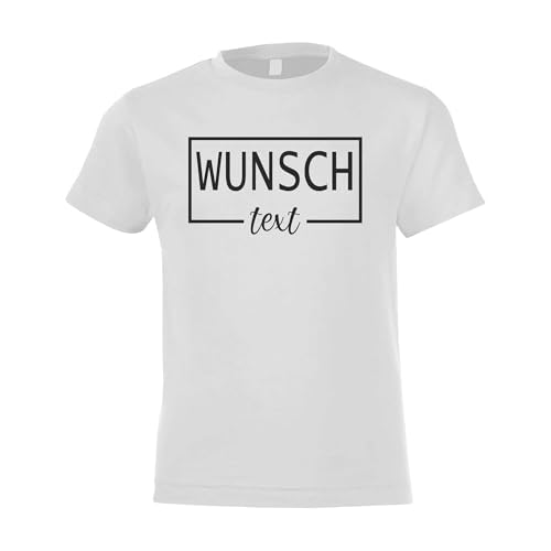 Kiwistar - T-Shirt Kind - Kids - Weiss - 128 - Aufdruck individuell - Rahmen mit Wunschtext - Name - Spruch - Druck personalisiert - Geschenk für Freizeit Sport von Kiwistar