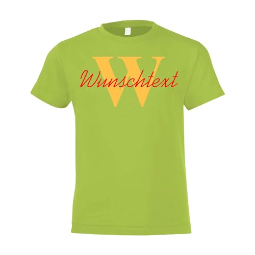 Kiwistar - T-Shirt Kind - Kids - applegreen - 128 - Aufdruck individuell - Wunschtext mit Initial und Nachname - Name - Spruch - Druck personalisiert - Geschenk für Freizeit Sport von Kiwistar