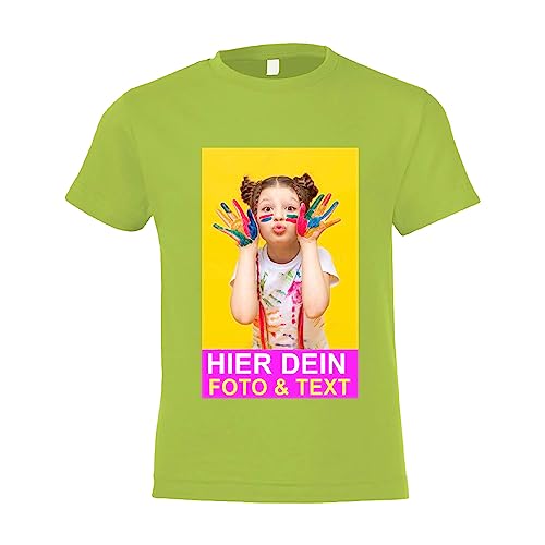 Kiwistar - T-Shirt Kind - Kids - applegreen - 152 - Aufdruck individuell - mit Foto Bedruckt - Wunschtext - Druck personalisiert - Geschenk für Freizeit Sport von Kiwistar