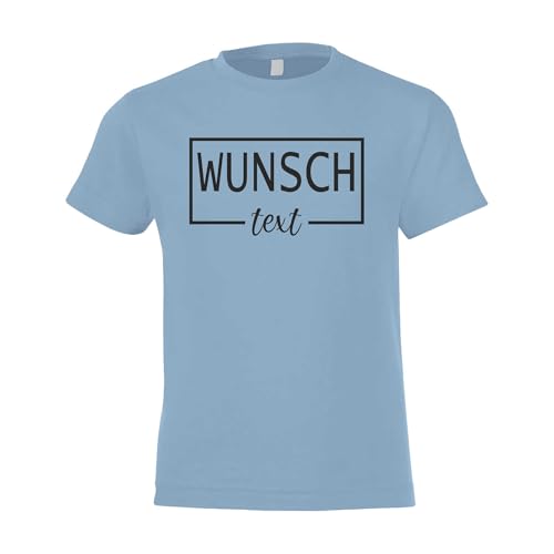 Kiwistar - T-Shirt Kind - Kids - himmelblau - 104 - Aufdruck individuell - Rahmen mit Wunschtext - Name - Spruch - Druck personalisiert - Geschenk für Freizeit Sport von Kiwistar