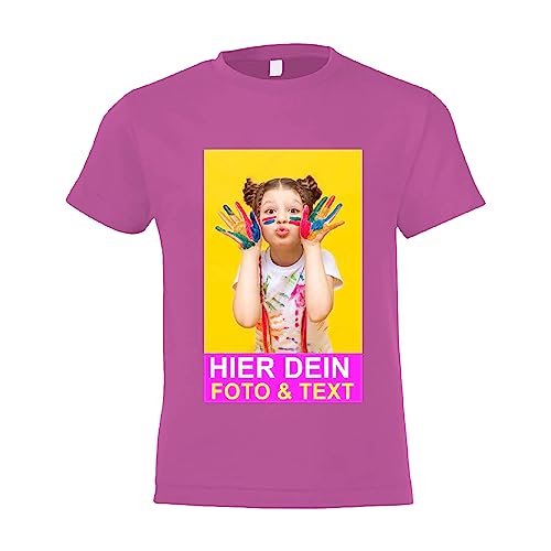 Kiwistar - T-Shirt Kind - Kids - pink - 104 - Aufdruck individuell - mit Foto Bedruckt - Wunschtext - Druck personalisiert - Geschenk für Freizeit Sport von Kiwistar