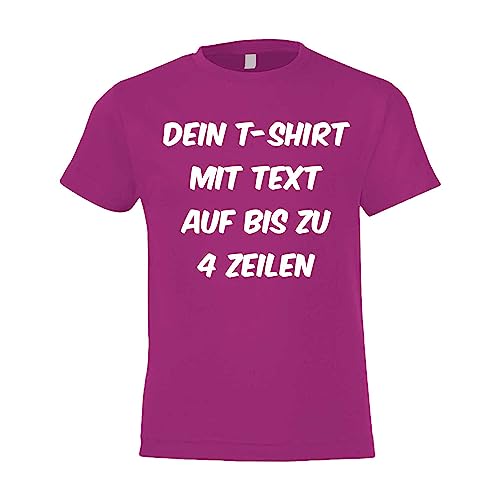 Kiwistar T-Shirt Kinder - Kids Fuchsia - 128 - Aufdruck individuell - mit Wunschtext - Spruch - Druck personalisiert - Geschenk für Freizeit Sport - selber gestalten von Kiwistar