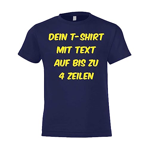 Kiwistar T-Shirt Kinder - Kids Navy - 140 - Aufdruck individuell - mit Wunschtext - Spruch - Druck personalisiert - Geschenk für Freizeit Sport - selber gestalten von Kiwistar