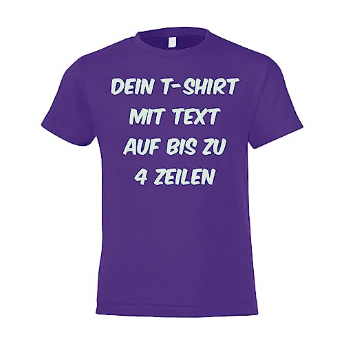 Kiwistar T-Shirt Kinder - Kids Purple - 140 - Aufdruck individuell - mit Wunschtext - Spruch - Druck personalisiert - Geschenk für Freizeit Sport - selber gestalten von Kiwistar