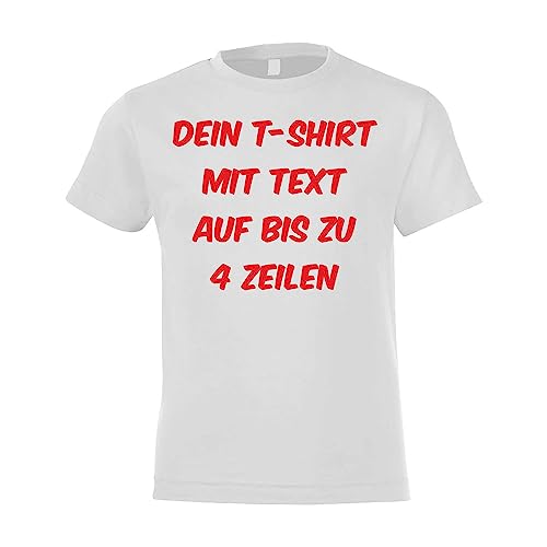 Kiwistar T-Shirt Kinder - Kids Weiss - 140 - Aufdruck individuell - mit Wunschtext - Spruch - Druck personalisiert - Geschenk für Freizeit Sport - selber gestalten von Kiwistar