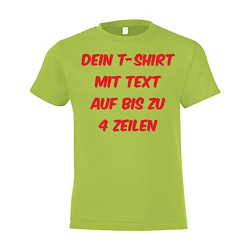 Kiwistar T-Shirt Kinder - Kids applegreen - 140 - Aufdruck individuell - mit Wunschtext - Spruch - Druck personalisiert - Geschenk für Freizeit Sport - selber gestalten von Kiwistar