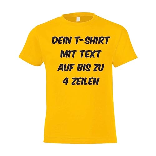 Kiwistar T-Shirt Kinder - Kids gelb - 140 - Aufdruck individuell - mit Wunschtext - Spruch - Druck personalisiert - Geschenk für Freizeit Sport - selber gestalten von Kiwistar