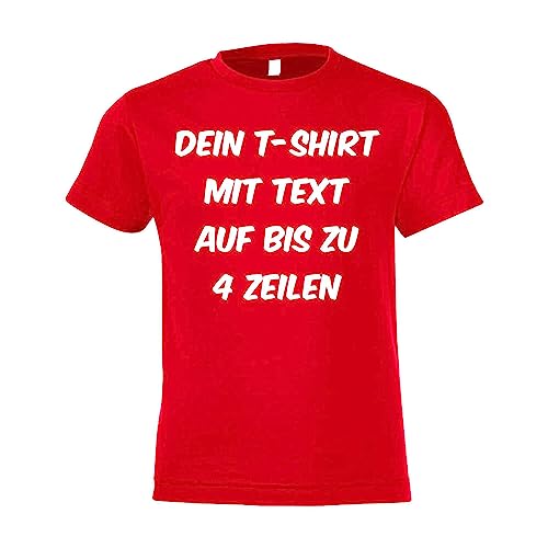 Kiwistar T-Shirt Kinder - Kids rot - 116 - Aufdruck individuell - mit Wunschtext - Spruch - Druck personalisiert - Geschenk für Freizeit Sport - selber gestalten von Kiwistar