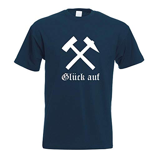 Kiwistar - T-Shirt - Navy - Glück auf! - Bergbau - Kumpel Motiv Bedruckt Funshirt Design Print - mit Motiv Bedruckt - Funshirt Design - Sport - Freizeit - Herren - XXL von Kiwistar