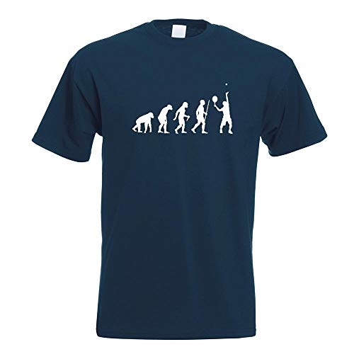Kiwistar - T-Shirt - Navy - Tennisspieler Evolution Motiv Bedruckt Funshirt Design Print - mit Motiv Bedruckt - Funshirt Design - Sport - Freizeit - Herren - L von Kiwistar
