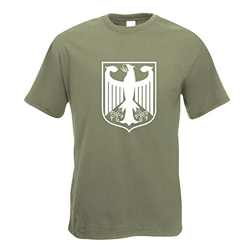 Kiwistar - T-Shirt - Olive - Bundeswappen Deutschland Rahmen Motiv Bedruckt Funshirt Design Print - mit Motiv Bedruckt - Funshirt Design - Sport - Freizeit - Herren - L von Kiwistar