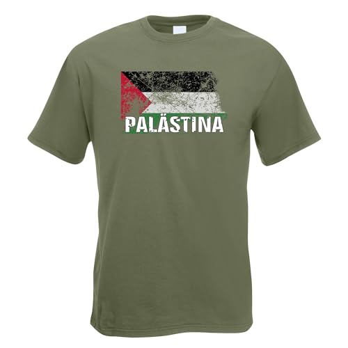 Kiwistar - T-Shirt - Palästina quer - Herren - Olive - L - Flagge Fahne Palestine - No war - Freedom - kein Krieg von Kiwistar