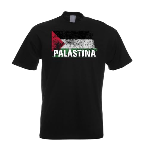 Kiwistar - T-Shirt - Palästina quer - Herren - schwarz - M - Flagge Fahne Palestine - No war - Freedom - kein Krieg von Kiwistar