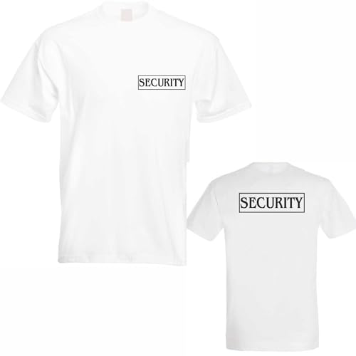 Kiwistar - T-Shirt - Security - Herren - Weiss - M - Brust & Rücken Shirt für Sicherheitsdienst - hochwertiger Textildruck - Wachdienst, Konzert, Disko, Club von Kiwistar