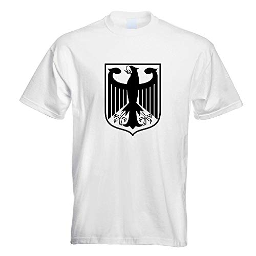Kiwistar - T-Shirt - Weiss - Bundeswappen Deutschland Rahmen Motiv Bedruckt Funshirt Design Print - mit Motiv Bedruckt - Funshirt Design - Sport - Freizeit - Herren - XL von Kiwistar