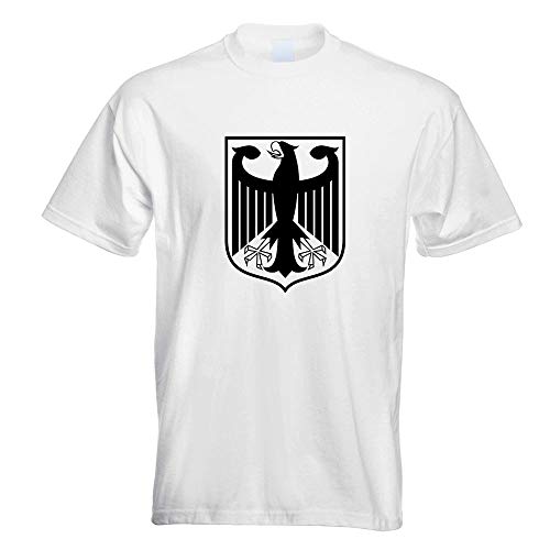 Kiwistar - T-Shirt - Weiss - Bundeswappen Deutschland Rahmen Motiv Bedruckt Funshirt Design Print - mit Motiv Bedruckt - Funshirt Design - Sport - Freizeit - Herren - XXL von Kiwistar