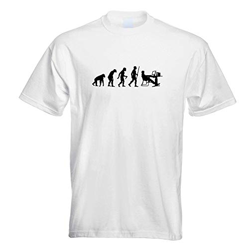 Kiwistar - T-Shirt - Weiss - Computer Gamer Evolution Motiv Bedruckt Funshirt Design Print - mit Motiv Bedruckt - Funshirt Design - Sport - Freizeit - Herren - S von Kiwistar