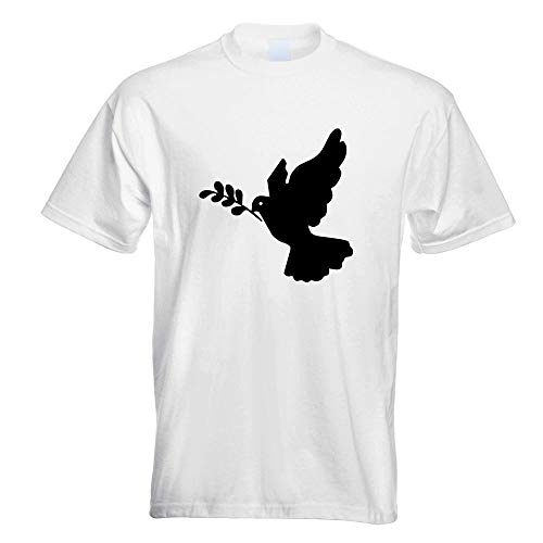 Kiwistar - T-Shirt - Weiss - Friedenstaube Motiv Bedruckt Funshirt Design Print - mit Motiv Bedruckt - Funshirt Design - Sport - Freizeit - Herren - M von Kiwistar