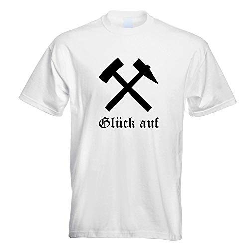 Kiwistar - T-Shirt - Weiss - Glück auf! - Bergbau - Kumpel Motiv Bedruckt Funshirt Design Print - mit Motiv Bedruckt - Funshirt Design - Sport - Freizeit - Herren - XL von Kiwistar