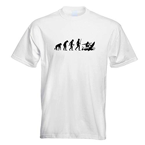 Kiwistar - T-Shirt - Weiss - Surfen Wellen Evolution 3 Motiv Bedruckt Funshirt Design Print - mit Motiv Bedruckt - Funshirt Design - Sport - Freizeit - Herren - L von Kiwistar