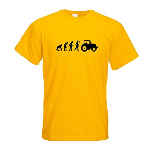 Kiwistar - T-Shirt - gelb - Landwirt Traktor Evolution Motiv Bedruckt Funshirt Design Print - mit Motiv Bedruckt - Funshirt Design - Sport - Freizeit - Herren - XL von Kiwistar