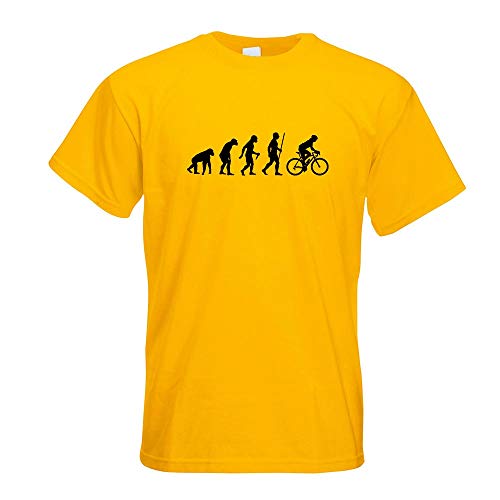 Kiwistar - T-Shirt - gelb - Rennrad Fahrrad Evolution Motiv Bedruckt Funshirt Design Print - mit Motiv Bedruckt - Funshirt Design - Sport - Freizeit - Herren - M von Kiwistar