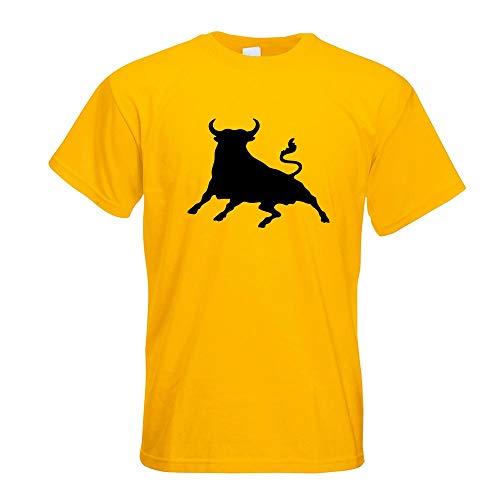 Kiwistar - T-Shirt - gelb - Stier Toro Bull Motiv Bedruckt Funshirt Design Print - mit Motiv Bedruckt - Funshirt Design - Sport - Freizeit - Herren - M von Kiwistar