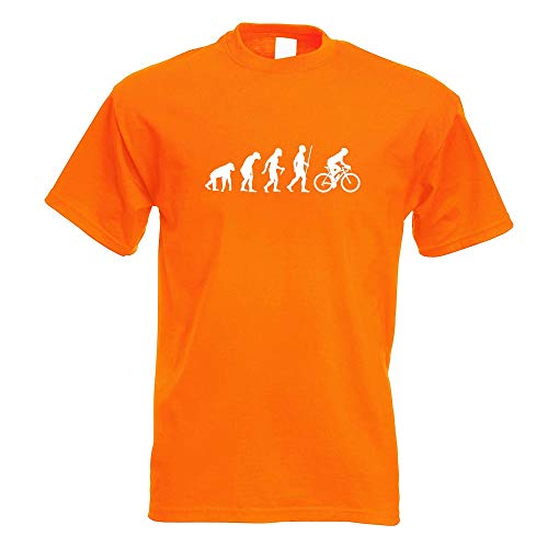 Kiwistar - T-Shirt - orange - Rennrad Fahrrad Evolution Motiv Bedruckt Funshirt Design Print - mit Motiv Bedruckt - Funshirt Design - Sport - Freizeit - Herren - L von Kiwistar