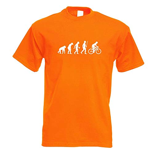 Kiwistar - T-Shirt - orange - Rennrad Fahrrad Evolution Motiv Bedruckt Funshirt Design Print - mit Motiv Bedruckt - Funshirt Design - Sport - Freizeit - Herren - XL von Kiwistar