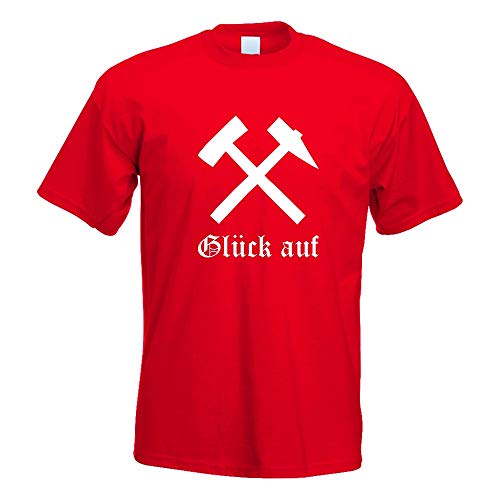 Kiwistar - T-Shirt - rot - Glück auf! - Bergbau - Kumpel Motiv Bedruckt Funshirt Design Print - mit Motiv Bedruckt - Funshirt Design - Sport - Freizeit - Herren - L von Kiwistar