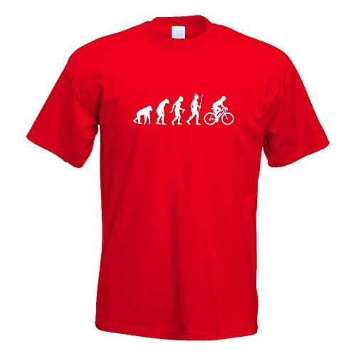 Kiwistar - T-Shirt - rot - Rennrad Fahrrad Evolution Motiv Bedruckt Funshirt Design Print - mit Motiv Bedruckt - Funshirt Design - Sport - Freizeit - Herren - XXL von Kiwistar