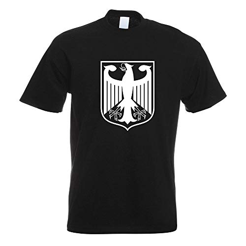 Kiwistar - T-Shirt - schwarz - Bundeswappen Deutschland Rahmen Motiv Bedruckt Funshirt Design Print - mit Motiv Bedruckt - Funshirt Design - Sport - Freizeit - Herren - S von Kiwistar