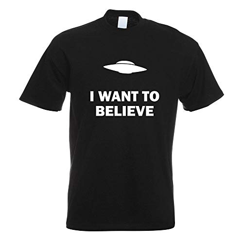 Kiwistar - T-Shirt - schwarz - I Want to Believe UFO Motiv Bedruckt Funshirt Design Print - mit Motiv Bedruckt - Funshirt Design - Sport - Freizeit - Herren - XL von Kiwistar