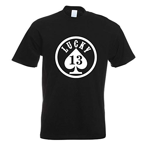 Kiwistar - T-Shirt - schwarz - Lucky 13 Motiv Bedruckt Funshirt Design Print - mit Motiv Bedruckt - Funshirt Design - Sport - Freizeit - Herren - XXL von Kiwistar