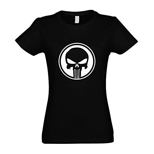 Kiwistar - T-Shirt tailliert - Damen - schwarz - Punisher USA - Tank Totenkopf - mit Motiv Bedruckt - Funshirt Design - Sport - Freizeit - Damen - M von Kiwistar
