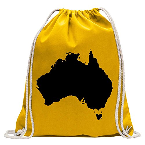 Kiwistar - Turnbeutel - gelb - Australien - Canberra - Fun Rucksack Sport Beutel Gymsack Baumwolle mit Ziehgurt von Kiwistar